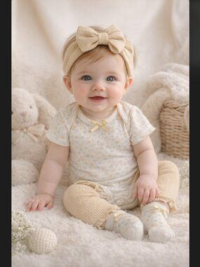 Tahari Baby Outfit Girl 3-6M Heart Bodysuit Pants Bow Socks 4PC Set Easter NWT